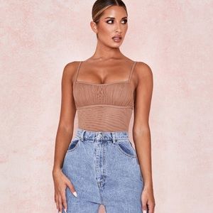 House of CB Posy Taupe Rouched Bodysuit